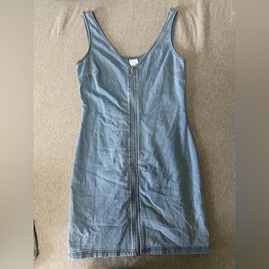 Denim zip up dress